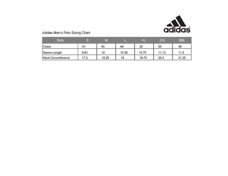 Adidas Men’s Polo Sizing Chart – EMI Corporate Apparel